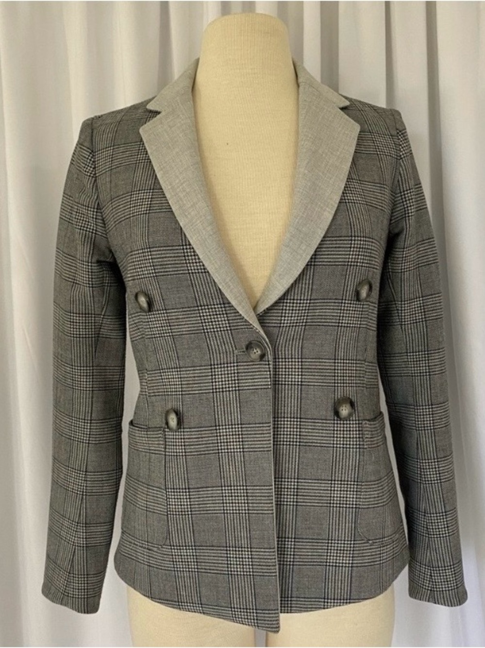 Argent Classic Gray Plaid Blazer Jacket